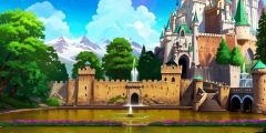 Summer Green Trees Castle Stage Performance Background Dance Show Backdrop SRC-0215