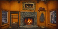 Wood House Fireplace Stage Performance Background Dance Show Backdrop SRC-0224