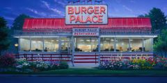 Burger Palace Iron Fence Stage Performance Background Dance Show Backdrop SRC-0227