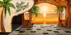 Tropical  Wooden House Seascape Stage Performance Background Dance Show Backdrop SRC-0232