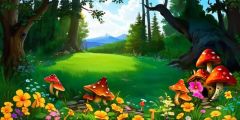 Fairy House Flowers Grass Stage Performance Background Dance Show Backdrop SRC-0253