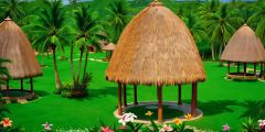 Tropical Village Flowers Stage Performance Background Dance Show Backdrop SRC-0303