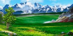 Snow Mountains Grasslands Stage Performance Background Dance Show Backdrop SRC-0306