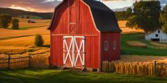 Barn Red Wooden House Fence Stage Performance Background Dance Show Backdrop SRC-0311