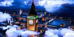 London Clouds Big Ben Stage Performance Background Dance Show Backdrop SRC-0318