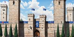 Castle Brick Bridge Flags Stage Performance Background Dance Show Backdrop SRC-0330