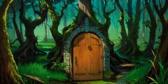 Swamp Wooden Door Trees Stage Performance Background Dance Show Backdrop SRC-0334