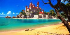Castle On The Sand Stones Stage Performance Background Dance Show Backdrop SRC-0349