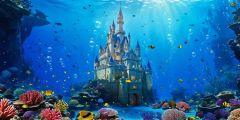 Castle Underwater Fish Coral Stage Performance Background Dance Show Backdrop SRC-0350