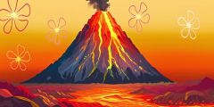 Pattern Volcanic Island Magma Stage Performance Background Dance Show Backdrop SRC-0369