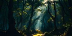 Dark Forest Trees Sunlight Stage Performance Background Dance Show Backdrop SRC-0371
