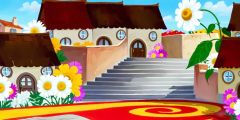 Munchkinland Flowers Stairs Stage Performance Background Dance Show Backdrop SRC-0376