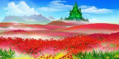 Emerald Castle Mountains Flowers Stage Performance Background Dance Show Backdrop SRC-0377