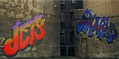 Apartment Buildings Graffiti Alleys Stage Performance Background Dance Show Backdrop SRC-0383