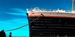 Docked Ship Wharf Stage Performance Background Dance Show Backdrop SRC-0389