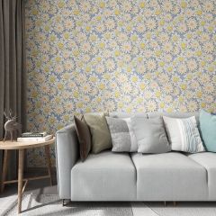 Multicolored Drawing Flowers Fabric Wallcovering Seamless Wallpaper Wall Decoration WCV-0011