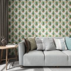 Watercolor Pineapple Fabric Wallcovering Seamless Wallpaper Wall Decoration WCV-0035