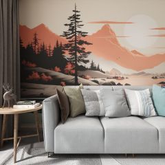 Mountains River Fabric Wallcovering Seamless Wallpaper Wall Decoration WCV-0044