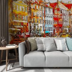 Boats Ship Harbor Fabric Wallcovering Seamless Wallpaper Wall Decoration WCV-0062