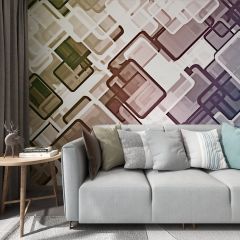 Rectangles Transparent Mosaic Fabric Wallcovering Seamless Wallpaper Wall Decoration WCV-0064