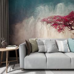 Tree Waterfall River Fabric Wallcovering Seamless Wallpaper Wall Decoration WCV-0078