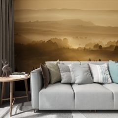 Sunset Trees Fabric Wallcovering Seamless Wallpaper Wall Decoration WCV-0085