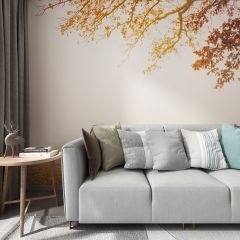 Tree Park Bench Autumn Fabric Wallcovering Seamless Wallpaper Wall Decoration WCV-0088