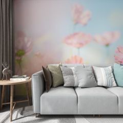 Beautiful Pink Flowers Fabric Wallcovering Seamless Wallpaper Wall Decoration WCV-0096