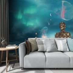 Surreal Meditation Fabric Wallcovering Seamless Wallpaper Wall Decoration WCV-0097