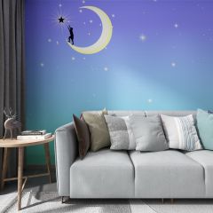 Moon Dream Fabric Wallcovering Seamless Wallpaper Wall Decoration WCV-0108
