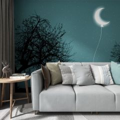 Crescent Moon Balloon Fabric Wallcovering Seamless Wallpaper Wall Decoration WCV-0115
