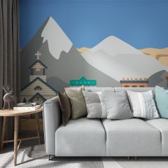 Wild West Western City Fabric Wallcovering Seamless Wallpaper Wall Decoration WCV-0125