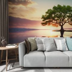 Lake Dusk Fabric Wallcovering Seamless Wallpaper Wall Decoration WCV-0129