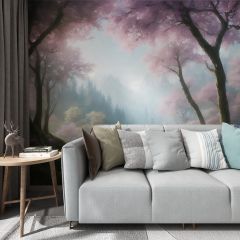 Forest Nature Landscape Fabric Wallcovering Seamless Wallpaper Wall Decoration WCV-0132