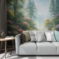 Colorful Forest Fabric Wallcovering Seamless Wallpaper Wall Decoration WCV-0143