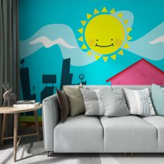 Cartoon Sun Fabric Wallcovering Seamless Wallpaper Wall Decoration WCV-0151