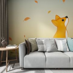 Red Fox Animals Fabric Wallcovering Seamless Wallpaper Wall Decoration WCV-0152