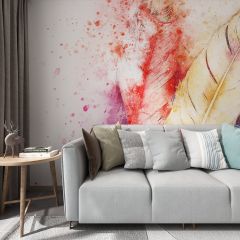 Watercolor Feathers Fabric Wallcovering Seamless Wallpaper Wall Decoration WCV-0161