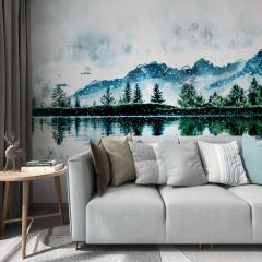 Watercolor Mount Nature Fabric Wallcovering Seamless Wallpaper Wall Decoration WCV-0163