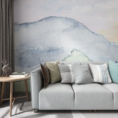 Landscape Sunset Watercolor Fabric Wallcovering Seamless Wallpaper Wall Decoration WCV-0165