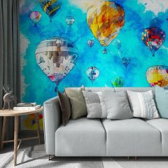 Hot Air Balloon Fabric Wallcovering Seamless Wallpaper Wall Decoration WCV-0168