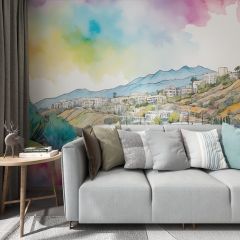 Hill Landscape Fabric Wallcovering Seamless Wallpaper Wall Decoration WCV-0171