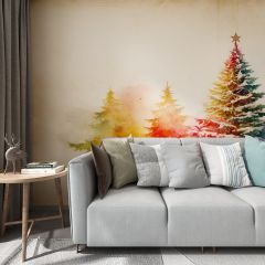 Watercolor Trees Fabric Wallcovering Seamless Wallpaper Wall Decoration WCV-0173