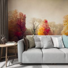 Watercolor Autumn Forest Fabric Wallcovering Seamless Wallpaper Wall Decoration WCV-0178