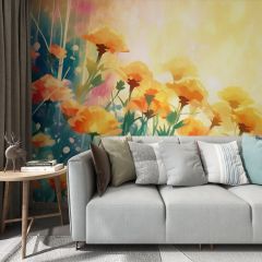 Colorful Flowers Nature Fabric Wallcovering Seamless Wallpaper Wall Decoration WCV-0190