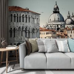 Bridge Gondolas Fabric Wallcovering Seamless Wallpaper Wall Decoration WCV-0193