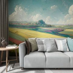 Impressionism Wildflowers Oil Painting Fabric Wallcovering Seamless Wallpaper Wall Decoration WCV-0196