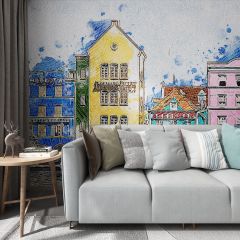 Watercolor Boats Sea Harbour Fabric Wallcovering Seamless Wallpaper Wall Decoration WCV-0197