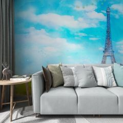 Watercolor Paris Eiffel Tower Fabric Wallcovering Seamless Wallpaper Wall Decoration WCV-0201