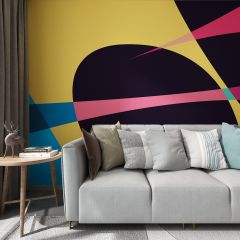 Red Black Geometric Lines Fabric Wallcovering Seamless Wallpaper Wall Decoration WCV-0206